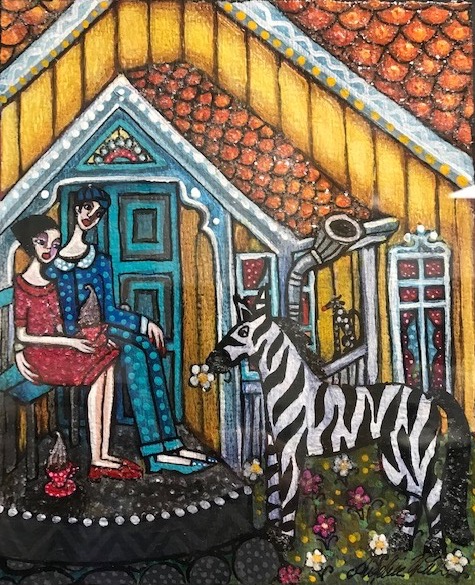 Angelica Wiik - Zebrabjudning köpa konst akrylmålning.