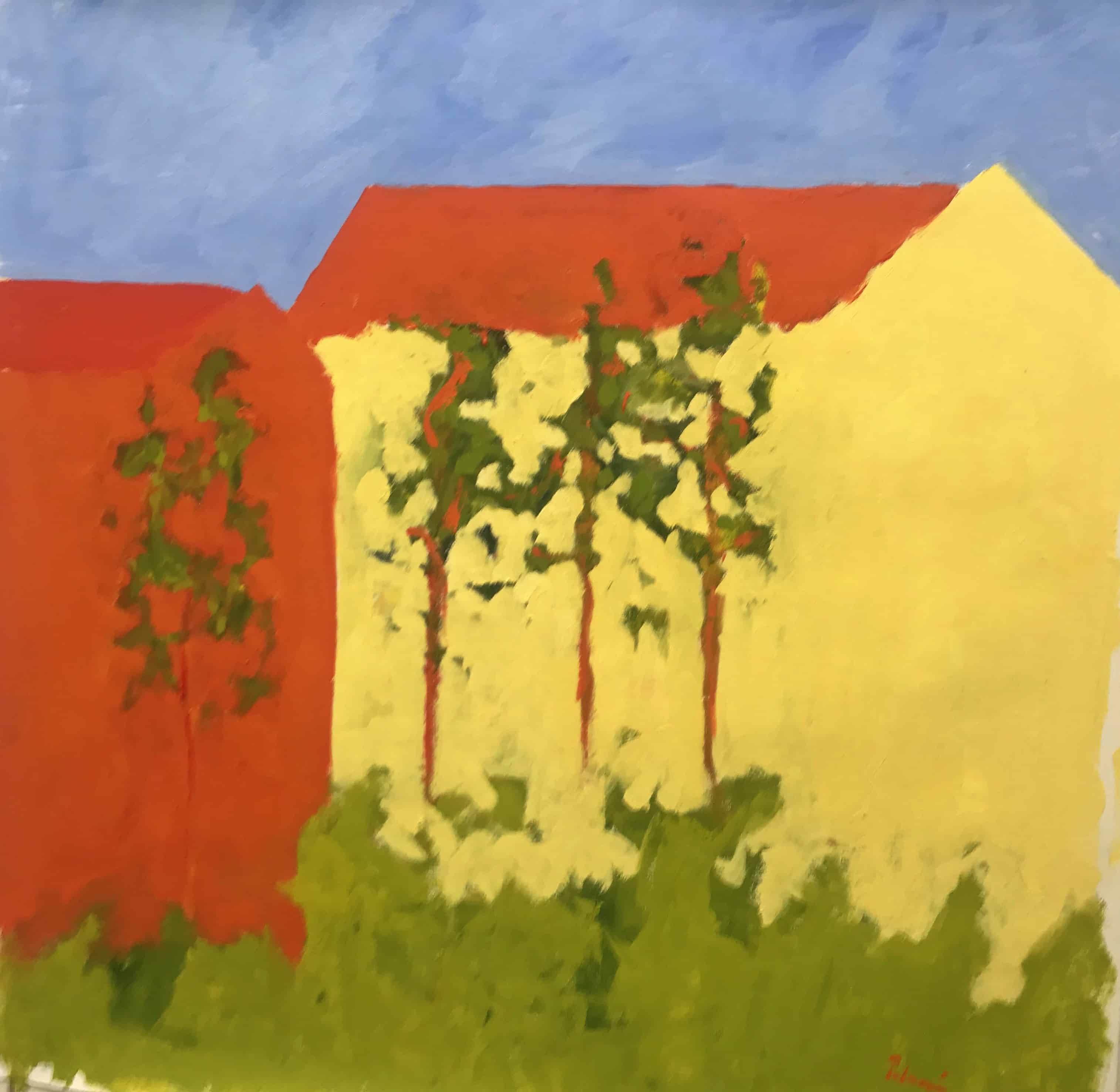Anders Palmér - Två hus köpa konst oljemålning.