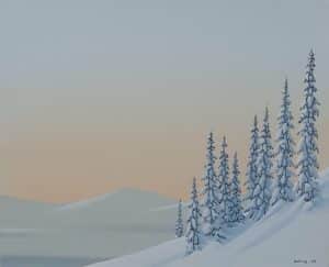Peter Selling - Sunset forest köpa konst oljemålning.