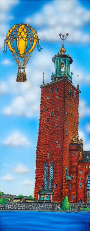 Stefan Wentzel ballong över staden köpa konst oljemålning galleri stockholm.