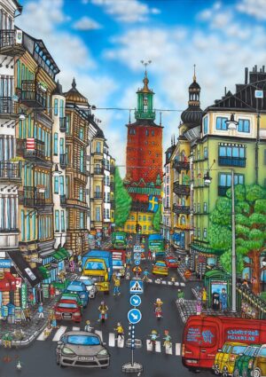 Stefan Wentzel - Hantverkargatan köpa konst oljemålning på galleri stockholm.