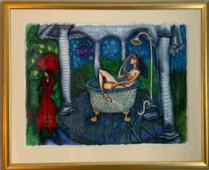 Köp konst Angelica Wiik - Baddags - Originalmålning
