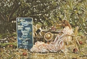 Caroline Af Ugglas - English Breakfast - Oljemålning på pannå