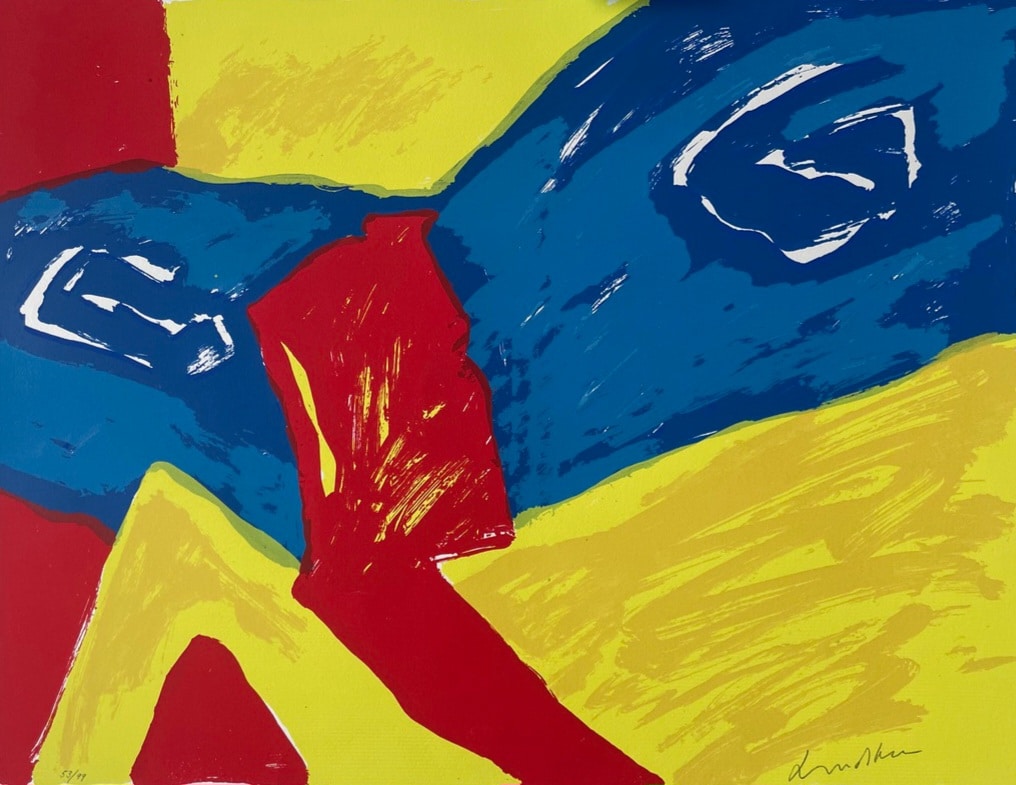 Bengt Lindström - Blått & Gult Landskap - Litografi