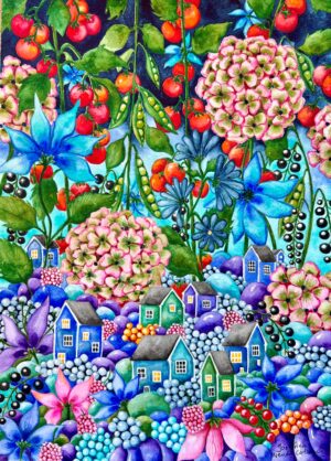 Josefina Wendel Carlsson - Pea pod garden - Akvarell